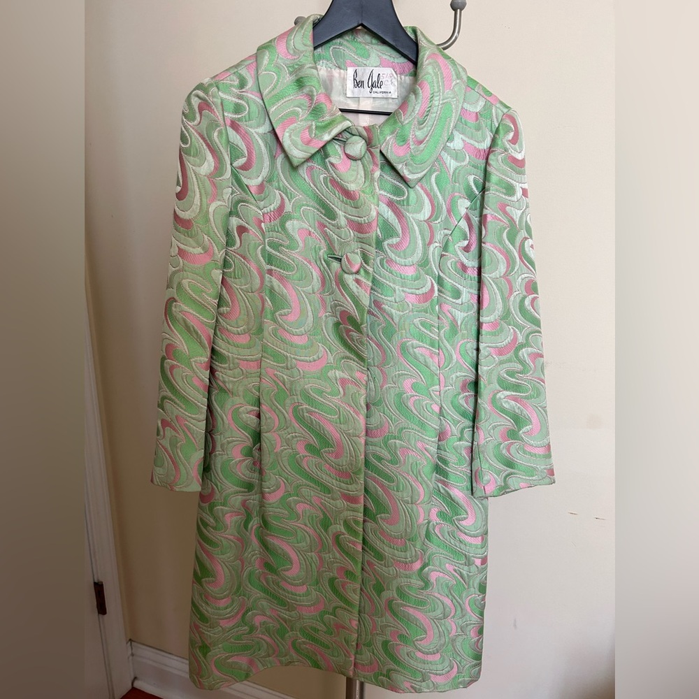 Vintage 1960s Ben Gale Brocade Damask Opera Coat Mid Century Mod